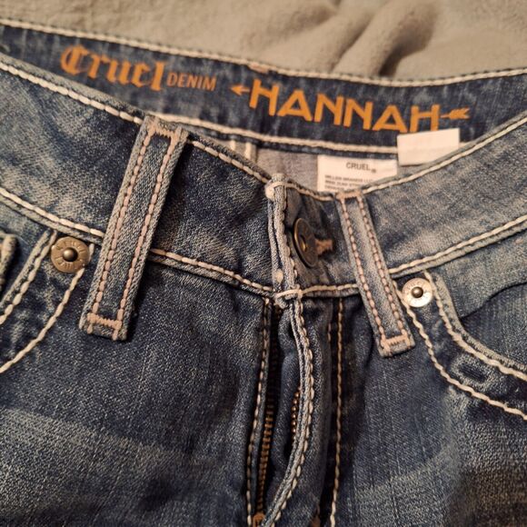 Cruel Denim Hannah Womens Flare Embroidered Blue Jeans Size 28 - Picture 6 of 14